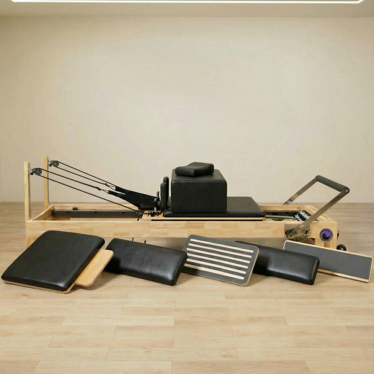 Nano Pro Lite Pilates Reformer RE002 Solid Oak Wood Pilates Machine with 5 Resistance Springs