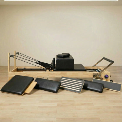 Nano Pro Lite Pilates Reformer RE002 Solid Oak Wood Pilates Machine with 5 Resistance Springs