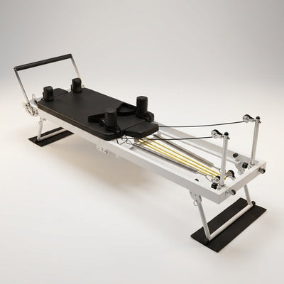 Foldable Pilates Reformer with Jump Board, Springs, Cords & Adjustable Resistance
