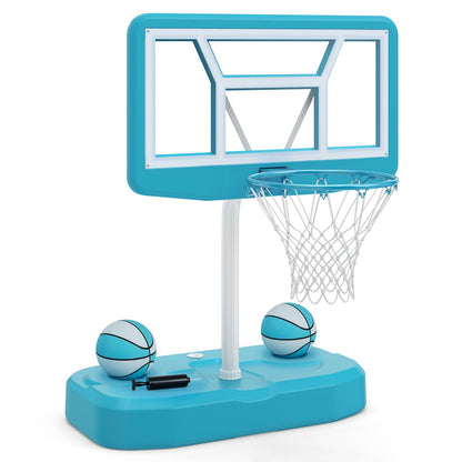 Pool Basketball Hoop Set with 2 Balls and Pump, 42-Inch Polycarbonate Backboard & 18-Inch Rim