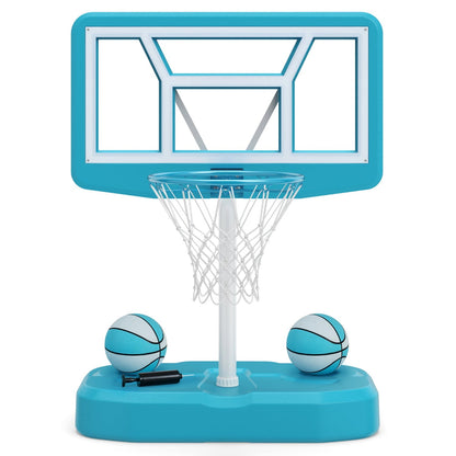 Pool Basketball Hoop Set with 2 Balls and Pump, 42-Inch Polycarbonate Backboard & 18-Inch Rim