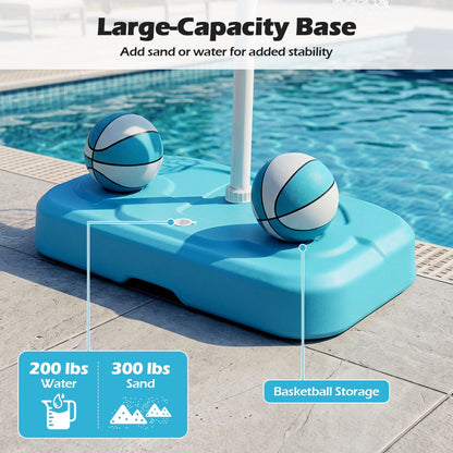 Pool Basketball Hoop Set with 2 Balls and Pump, 42-Inch Polycarbonate Backboard & 18-Inch Rim