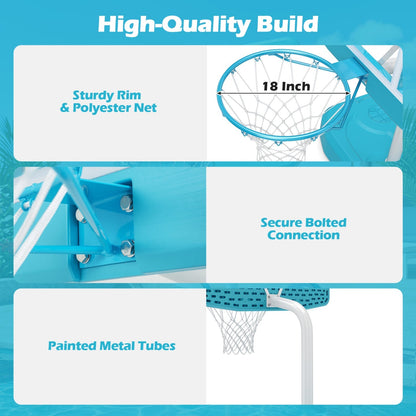 Pool Basketball Hoop Set with 2 Balls and Pump, 42-Inch Polycarbonate Backboard & 18-Inch Rim