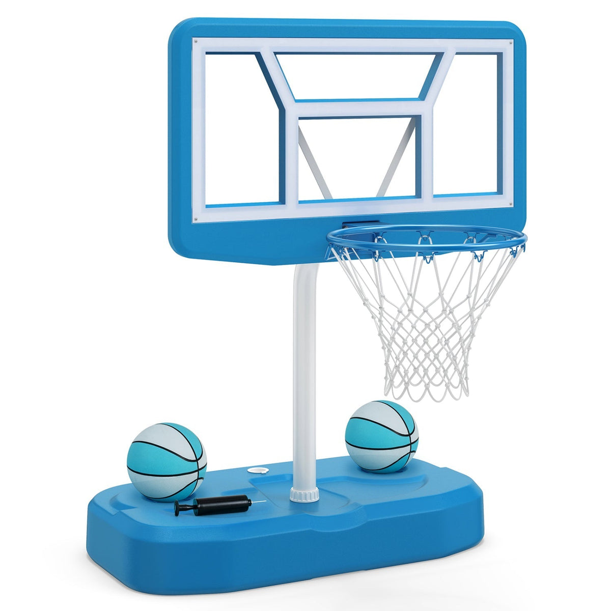 Pool Basketball Hoop Set with 2 Balls and Pump, 42-Inch Polycarbonate Backboard & 18-Inch Rim