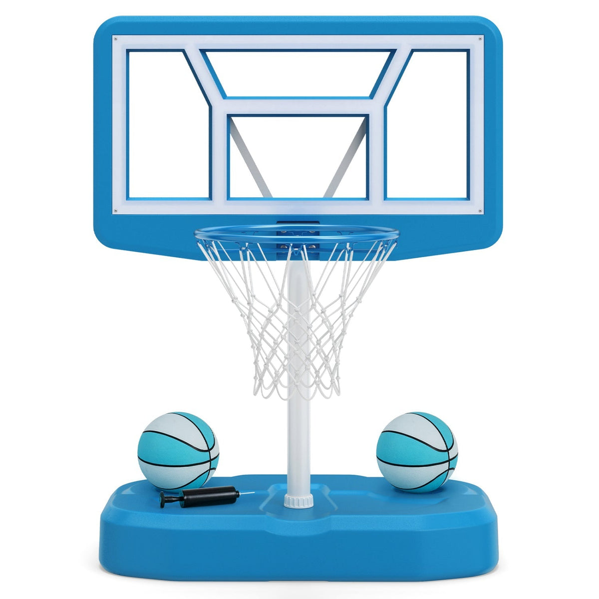Pool Basketball Hoop Set with 2 Balls and Pump, 42-Inch Polycarbonate Backboard & 18-Inch Rim
