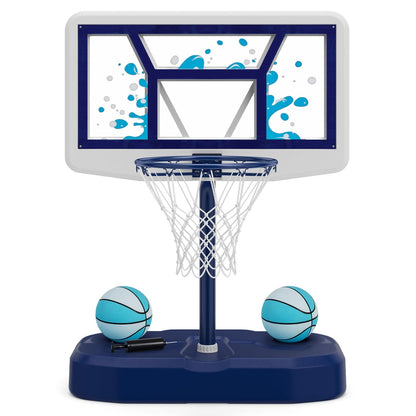 Pool Basketball Hoop Set with 2 Balls and Pump, 42-Inch Polycarbonate Backboard & 18-Inch Rim