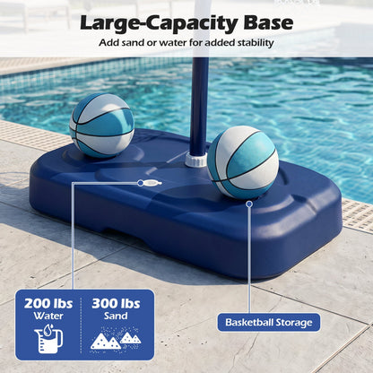 Pool Basketball Hoop Set with 2 Balls and Pump, 42-Inch Polycarbonate Backboard & 18-Inch Rim