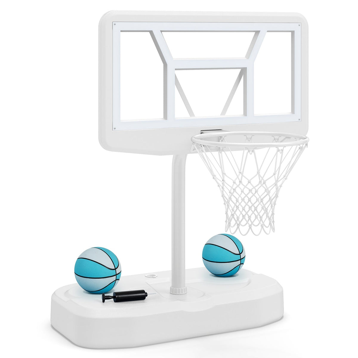 Pool Basketball Hoop Set with 2 Balls and Pump, 42-Inch Polycarbonate Backboard & 18-Inch Rim