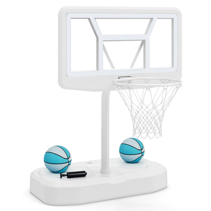 Pool Basketball Hoop Set with 2 Balls and Pump, 42-Inch Polycarbonate Backboard & 18-Inch Rim