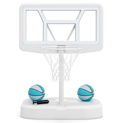 Pool Basketball Hoop Set with 2 Balls and Pump, 42-Inch Polycarbonate Backboard & 18-Inch Rim