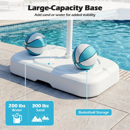 Pool Basketball Hoop Set with 2 Balls and Pump, 42-Inch Polycarbonate Backboard & 18-Inch Rim