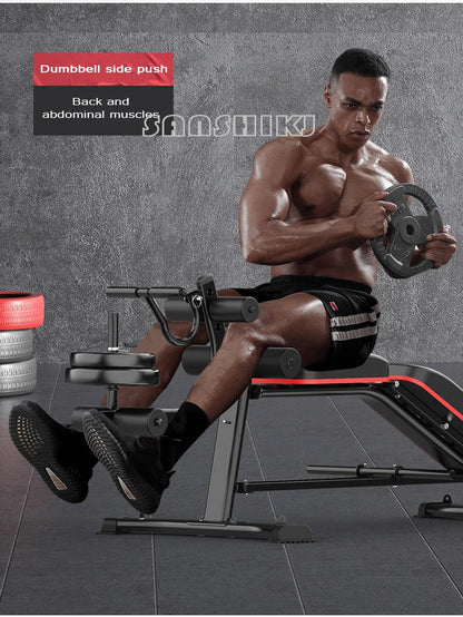 Adjustable Multi-Function Weightlifting Bench with 5-Position Backrest and Biceps Support