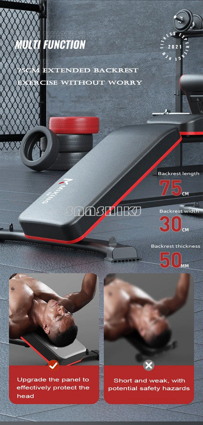 Adjustable Multi-Function Weightlifting Bench with 5-Position Backrest and Biceps Support