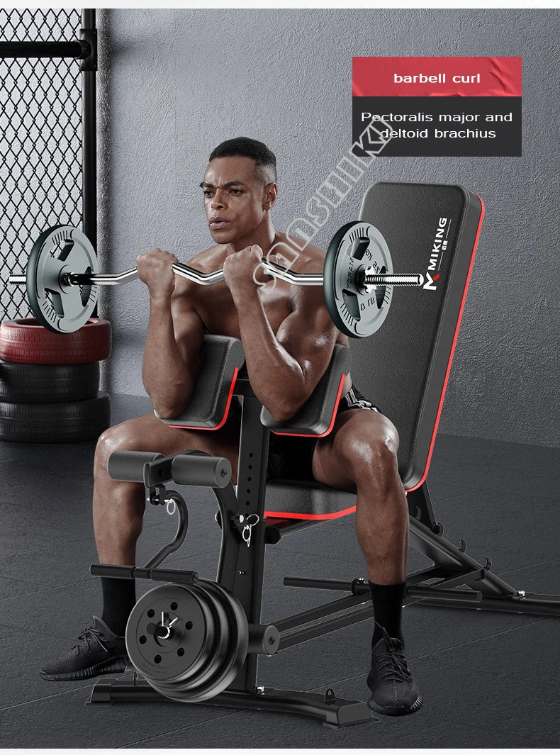 Adjustable Multi-Function Weightlifting Bench with 5-Position Backrest and Biceps Support