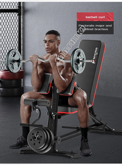 Adjustable Multi-Function Weightlifting Bench with 5-Position Backrest and Biceps Support