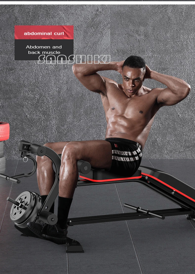 Adjustable Multi-Function Weightlifting Bench with 5-Position Backrest and Biceps Support