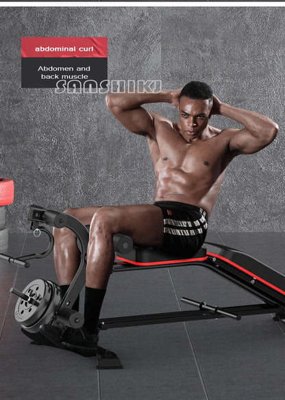 Adjustable Multi-Function Weightlifting Bench with 5-Position Backrest and Biceps Support