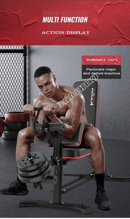 Adjustable Multi-Function Weightlifting Bench with 5-Position Backrest and Biceps Support
