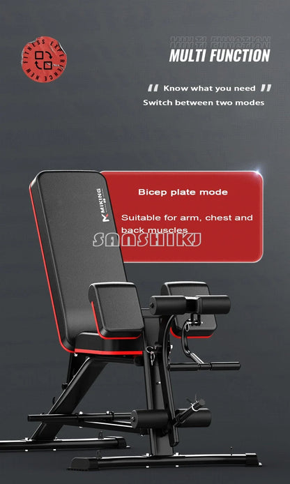 Adjustable Multi-Function Weightlifting Bench with 5-Position Backrest and Biceps Support