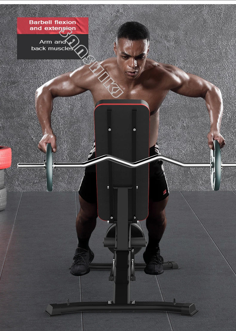 Adjustable Multi-Function Weightlifting Bench with 5-Position Backrest and Biceps Support