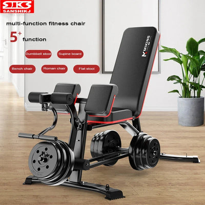Adjustable Multi-Function Weightlifting Bench with 5-Position Backrest and Biceps Support