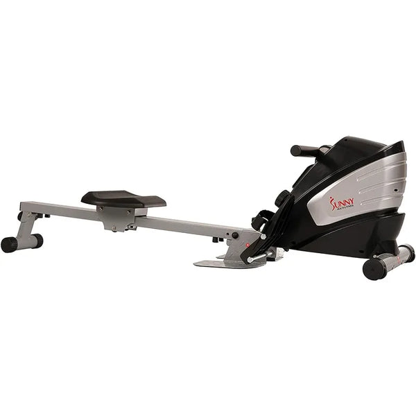 Sunny Health & Fitness Magnetic Rowing Machine with Digital Monitor, Tablet Holder & Foldable Upright Storage