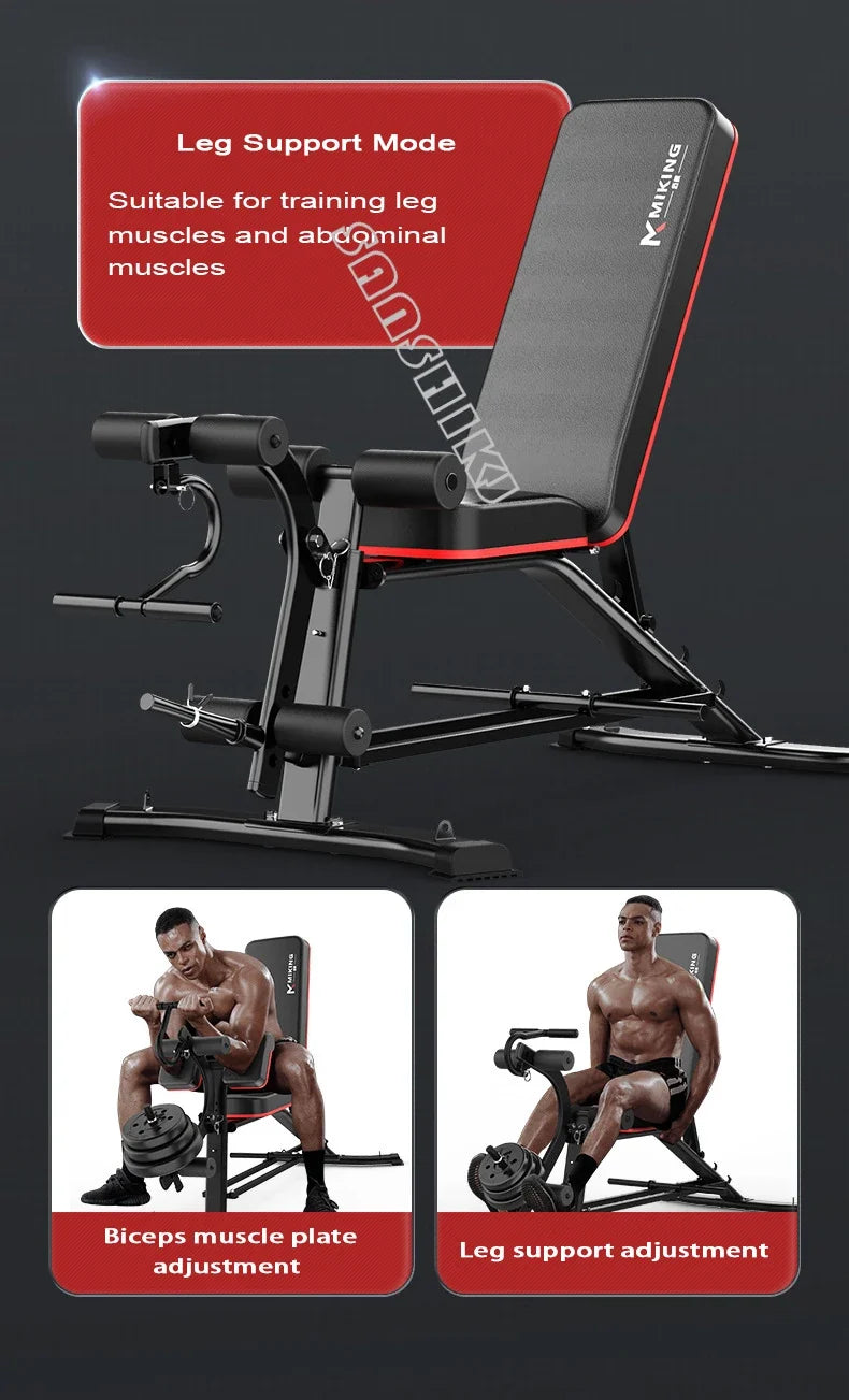 Adjustable Multi-Function Weightlifting Bench with 5-Position Backrest and Biceps Support