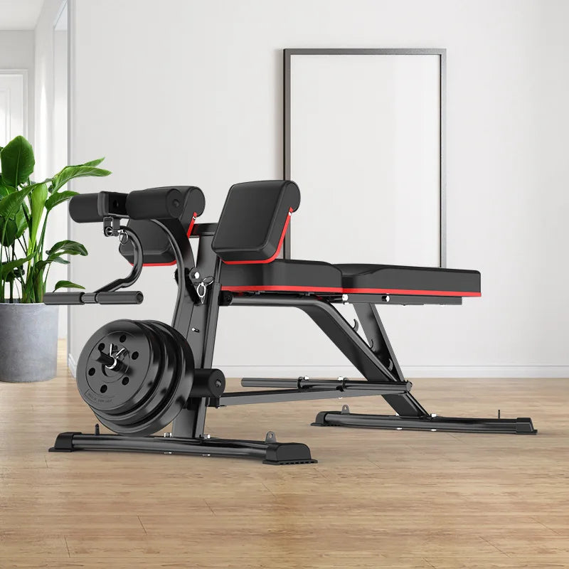 Adjustable Multi-Function Weightlifting Bench with 5-Position Backrest and Biceps Support
