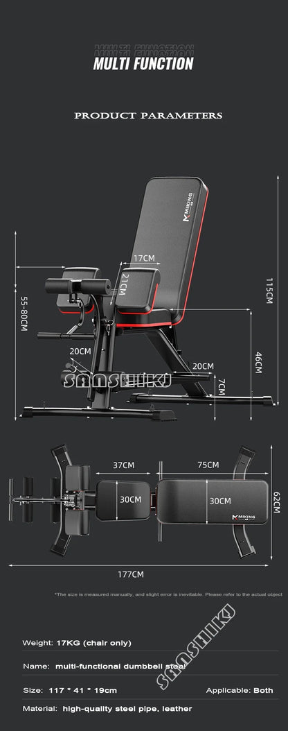 Adjustable Multi-Function Weightlifting Bench with 5-Position Backrest and Biceps Support