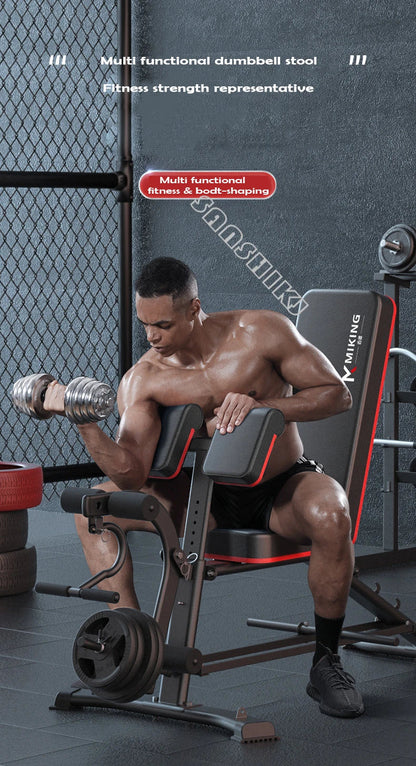 Adjustable Multi-Function Weightlifting Bench with 5-Position Backrest and Biceps Support