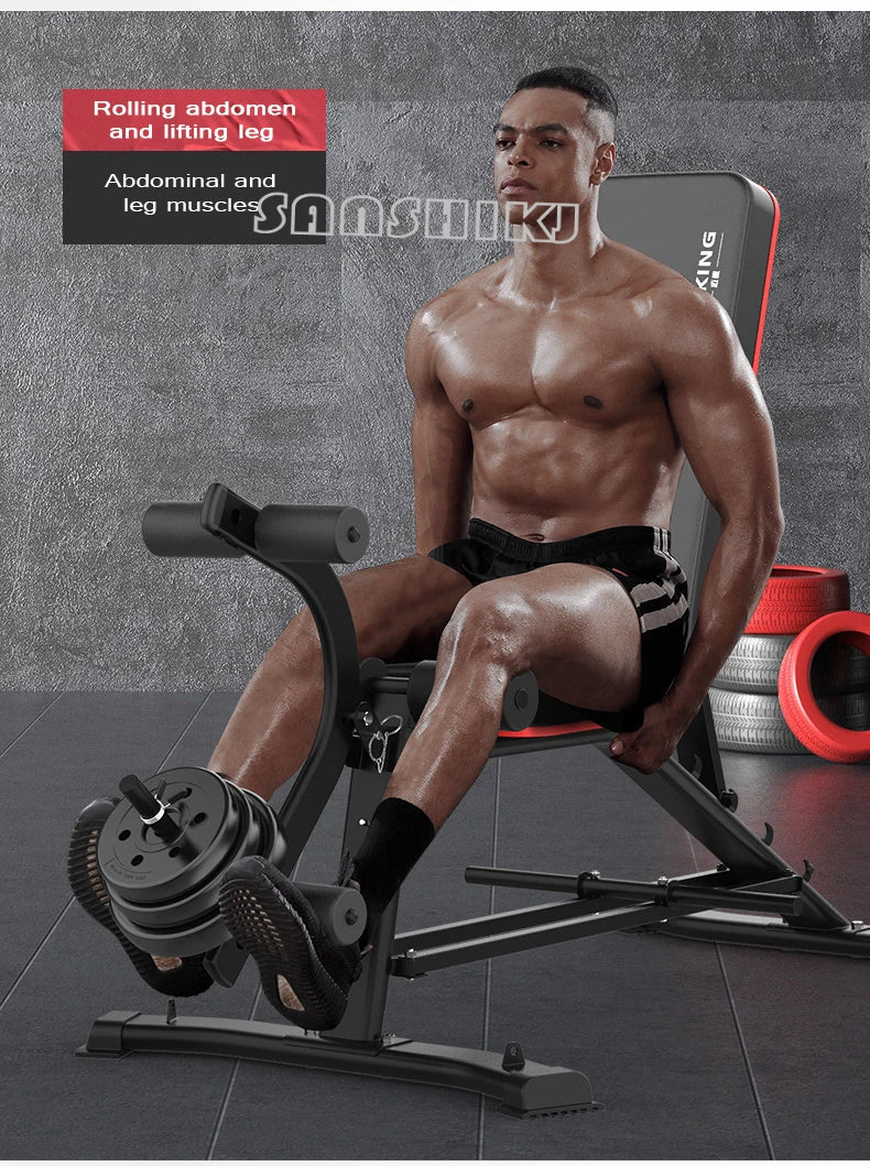 Adjustable Multi-Function Weightlifting Bench with 5-Position Backrest and Biceps Support