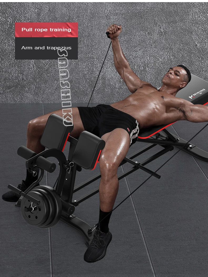 Adjustable Multi-Function Weightlifting Bench with 5-Position Backrest and Biceps Support