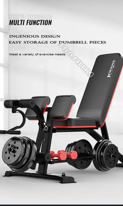 Adjustable Multi-Function Weightlifting Bench with 5-Position Backrest and Biceps Support