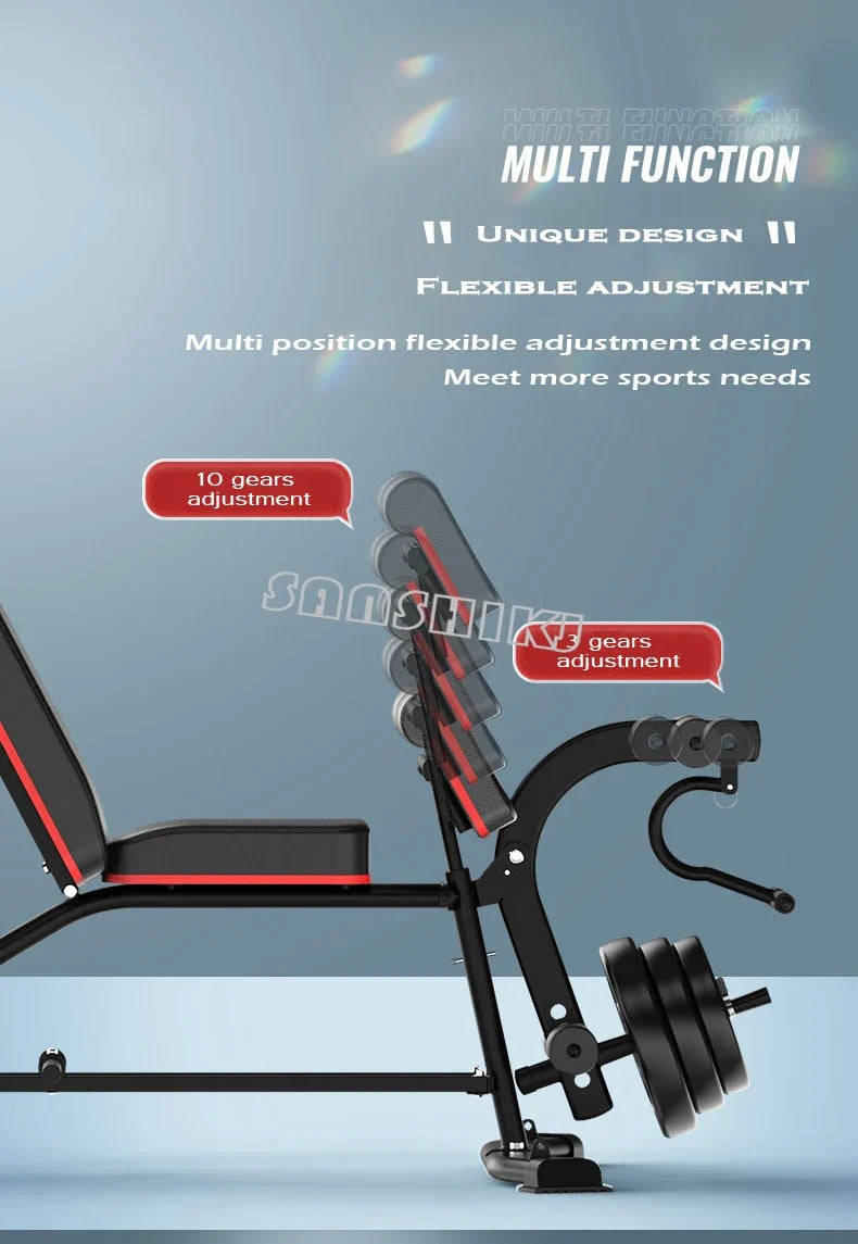 Adjustable Multi-Function Weightlifting Bench with 5-Position Backrest and Biceps Support
