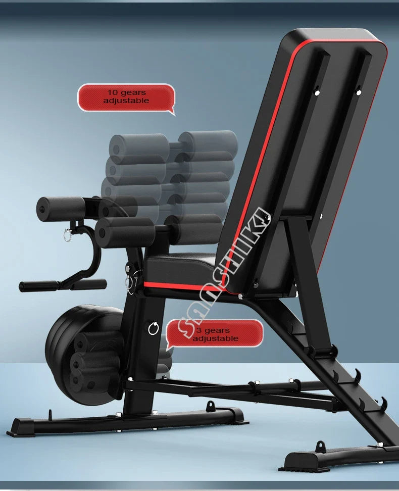 Adjustable Multi-Function Weightlifting Bench with 5-Position Backrest and Biceps Support