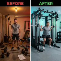 Smith Machine Built for Commercial Use, Three Cable Systems, 176lb Weight Stacks, 1000+ Exercises — Before & After