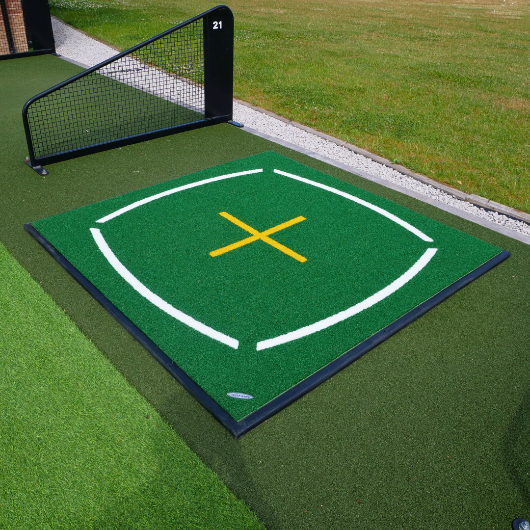 GolfBays Academy Hitting Mat 4'11 x 4'11 - Golf Teaching Mat with Alignment Guides