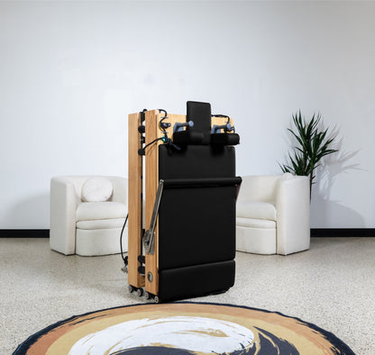 Zous Pro Foldable Pilates Reformer RE017/RE020 with Jump Board, Pilates Box & Oak Frame
