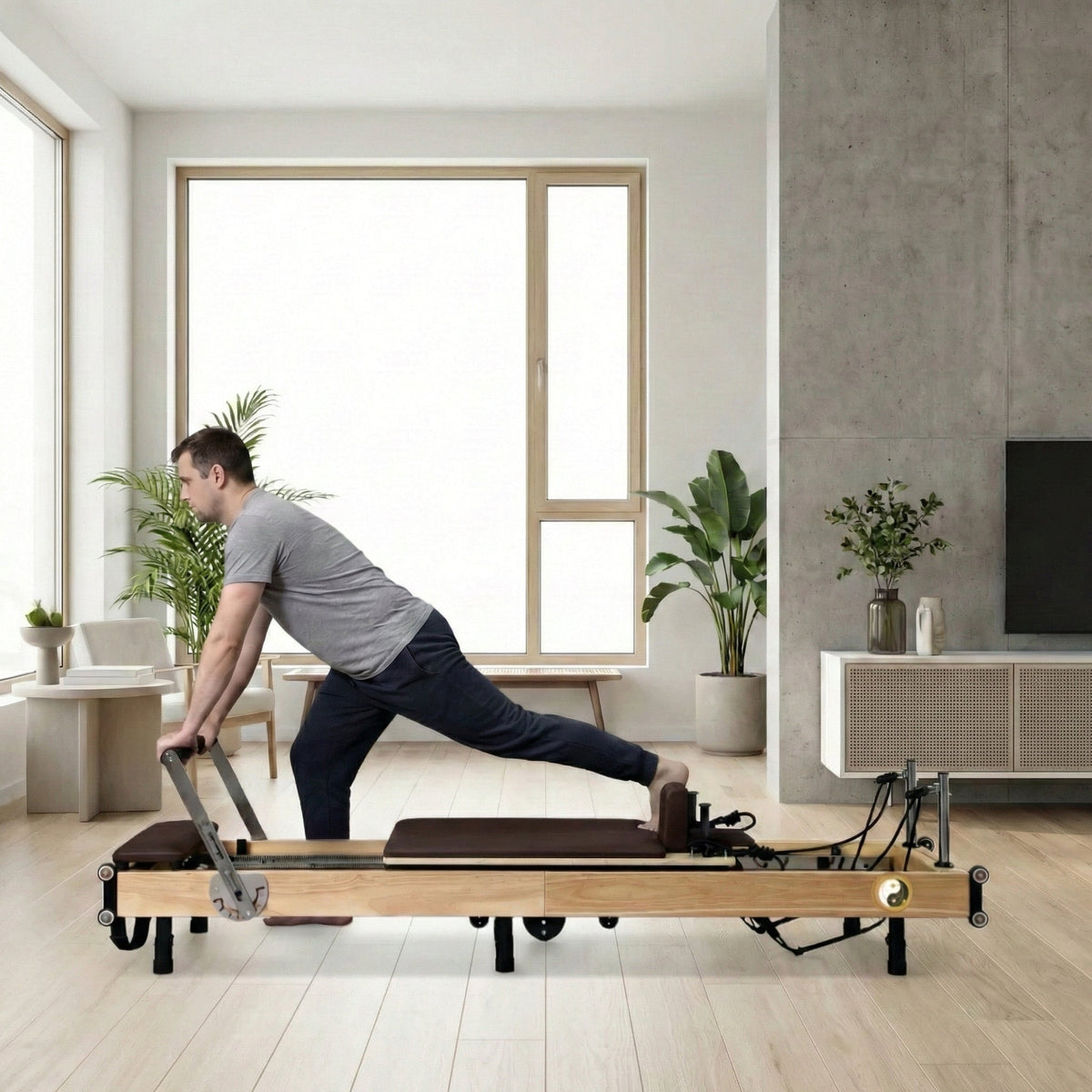 Zous Pro Foldable Pilates Reformer RE017/RE020 with Jump Board, Pilates Box & Oak Frame