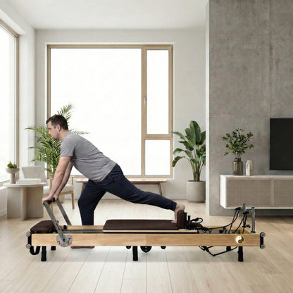 Zous Pro Foldable Pilates Reformer RE017/RE020 with Jump Board, Pilates Box & Oak Frame