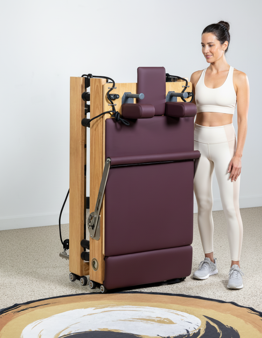 Zous Pro Foldable Pilates Reformer RE017/RE020 with Jump Board, Pilates Box & Oak Frame