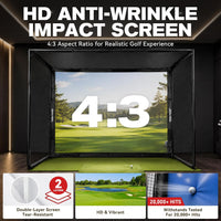 Golf Simulator Enclosure, 10 X 8 Ft/12 X 9 Ft, HD Impact Screen | Foam-Padded Frame, Indoor Golf Practice Cage for Home, Garage & Studio