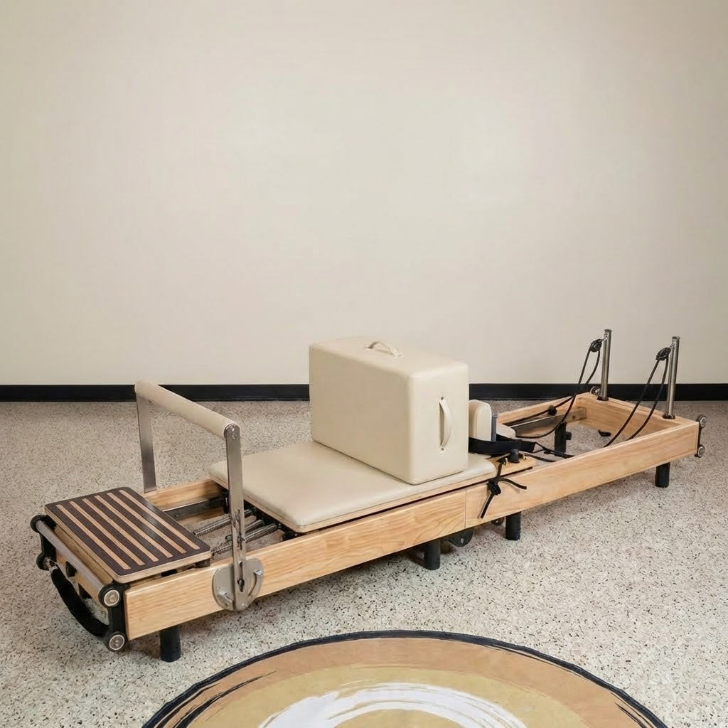 Zous Pro Foldable Pilates Reformer RE017/RE020 with Jump Board, Pilates Box & Oak Frame