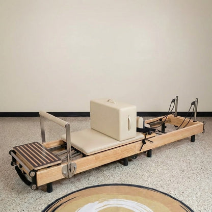 Zous Pro Foldable Pilates Reformer RE017/RE020 with Jump Board, Pilates Box & Oak Frame