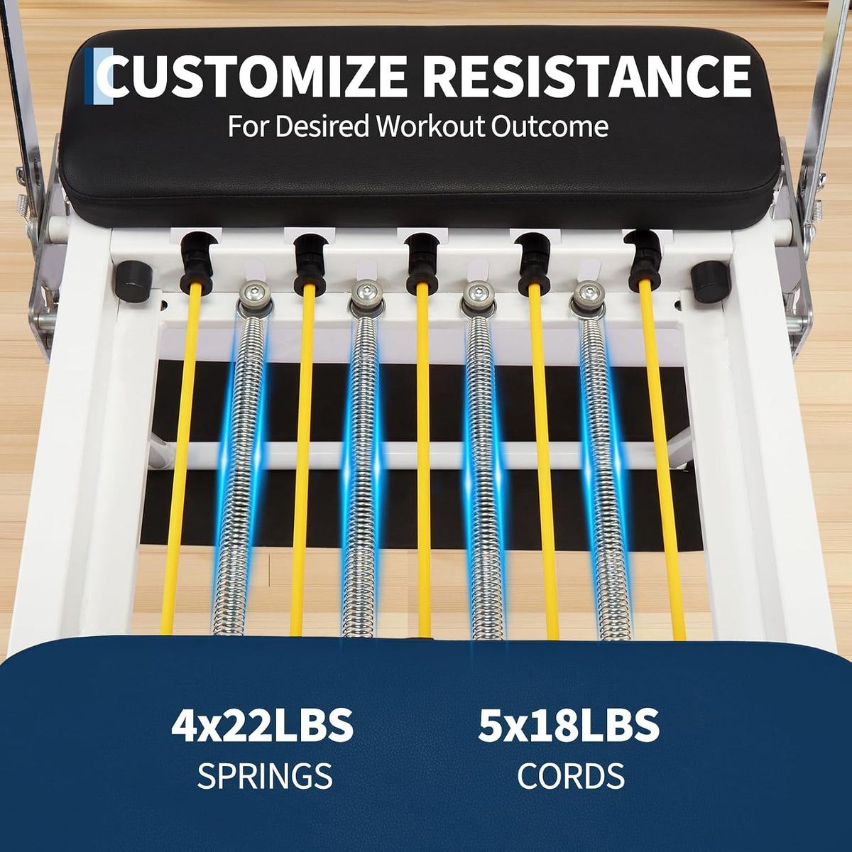 Pilates Reformer, Foldable Pilates Machine for Home and Gym Workout with Jump Board, Springs and Cords, Heavy Duty Pilates Equipment with Adjustable Resistance | with Jump Board, Springs and Cords, Heavy Duty Pilates Equipment with Adjustable Resistance