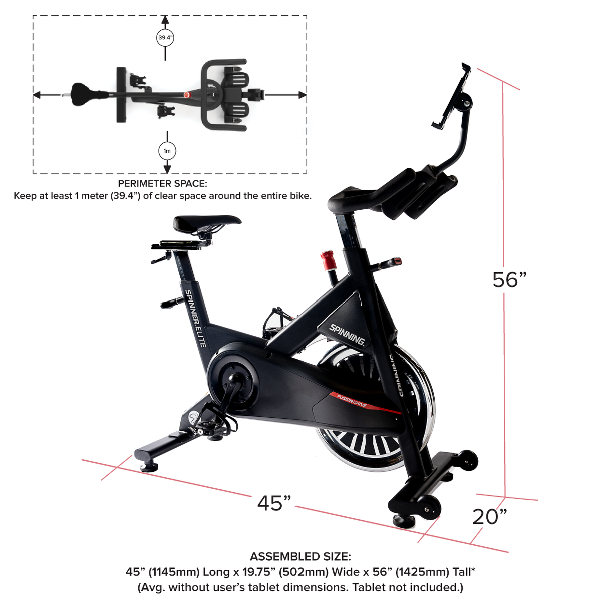 Elite Connected Spinner® Bike - Indoor Cycling Bike with Fusion Drive™ Belt System