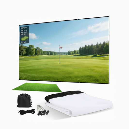 118 x 157 in. Golf Simulator Impact Screen with Reinforced Edges, 10 Spring Buckles & Mounting Rope