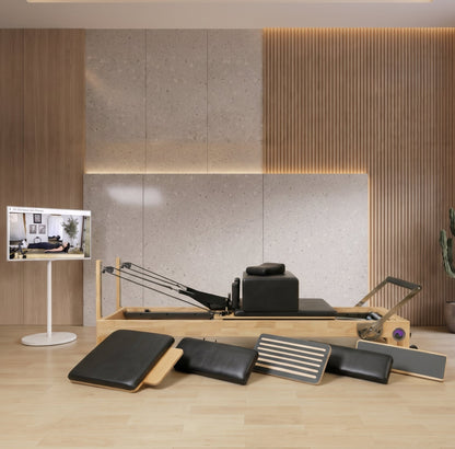 Nano Pro Lite Pilates Reformer RE002 Solid Oak Wood Pilates Machine with 5 Resistance Springs