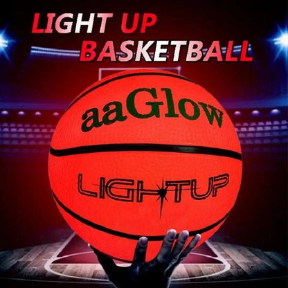 STEVVEX Sport Size 7 LED Basketball - Orange Glowing Rubber Basketball for Indoor & Outdoor Play