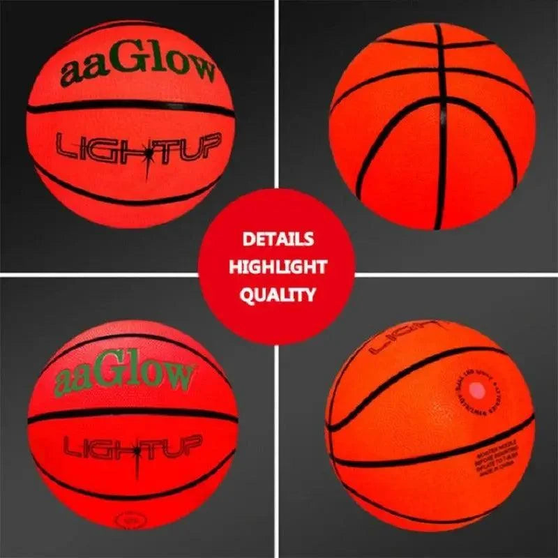 STEVVEX Sport Size 7 LED Basketball - Orange Glowing Rubber Basketball for Indoor & Outdoor Play
